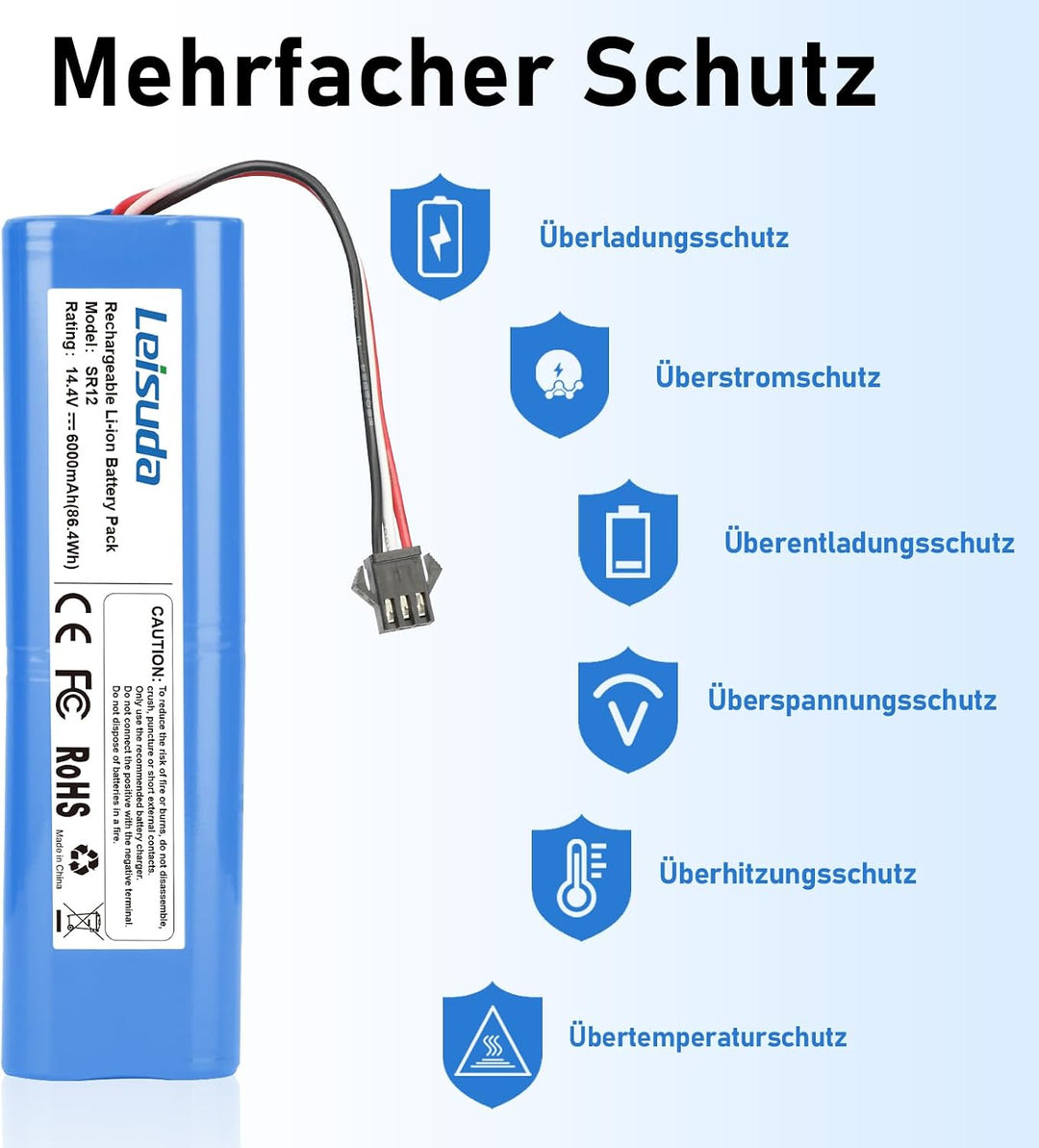 6.0Ah 14.4V Staubsauger Akku Ersatz für Proscenic M8 Pro akku