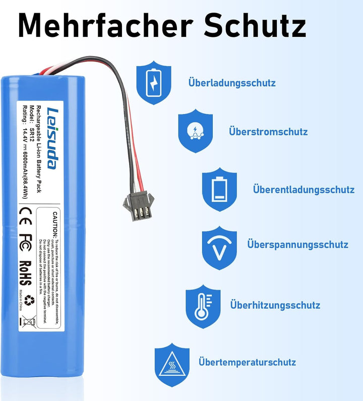 6.0Ah 14.4V Staubsauger Akku Ersatz für Proscenic M8 Pro akku