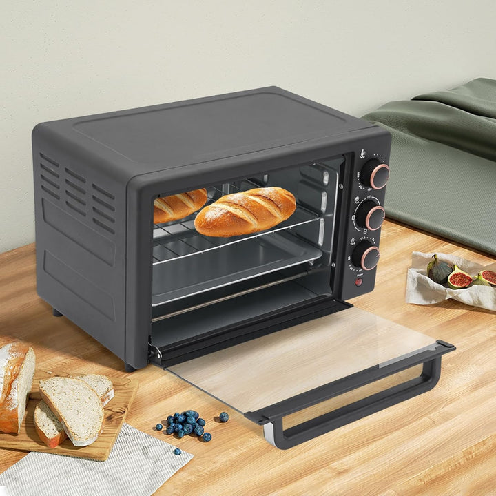 Mini Backofen 22 L, PizzaOfen 1000W, 4 Heizungsrohr Gleichmässig & Schnelle Heizung, Minibackofen mi