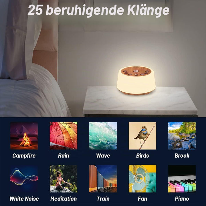 Color Noise SoundMaschinen mit 10 Farben Nachtlicht 25 beruhigende Geräusche und SchlafWeissRauschma