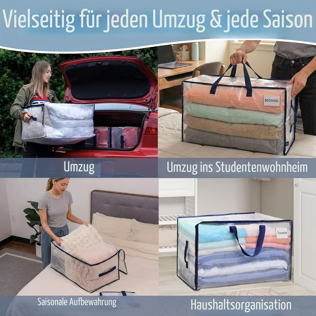 VENO 102 Liter Grosse Aufbewahrungstasche mit Deckel, Strapazierfähige Griffe und Reissverschlüssen
