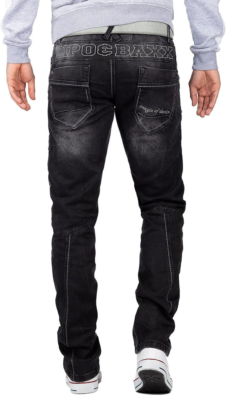 Cipo &amp; Baxx Herren Jeans in Regular &amp; Slim Fit im Biker- und Used-Look | Verschiedene Designs mit St