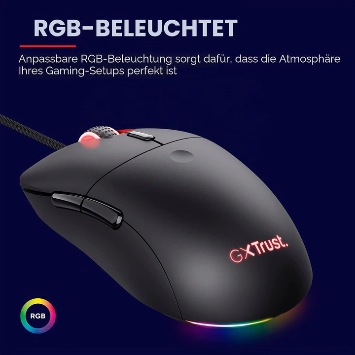 Trust Gaming GXT 981 Redex Federleichte Gaming-Maus, 200-10.000 DPI, 80-Mill-Kailh-Schaltern, Optisc