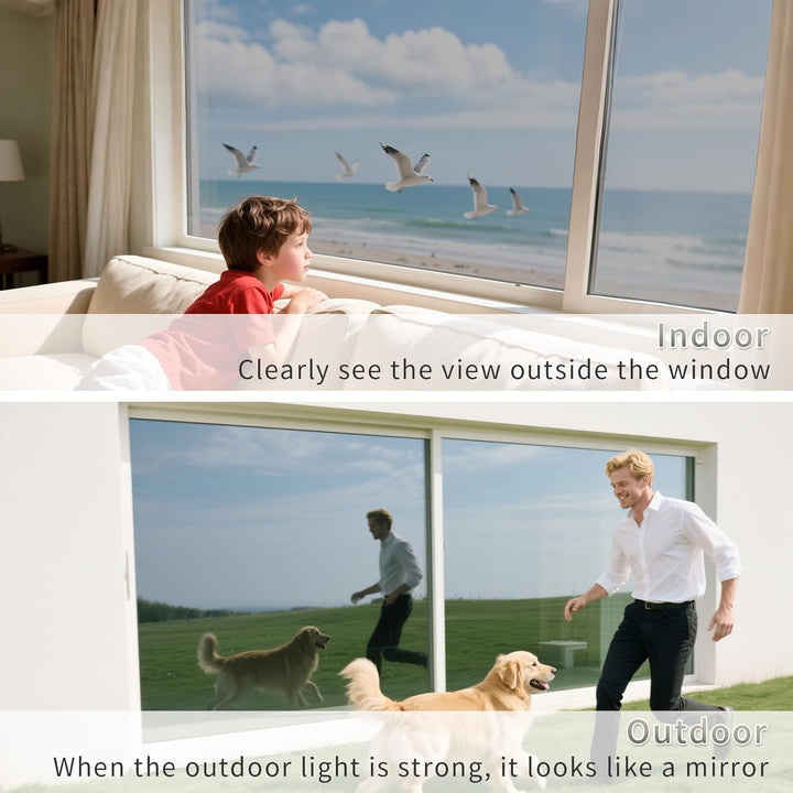 FILMGOO Fensterfolie Spiegelfolie Selbstklebend Sichtschutz Wärmeisolierung Sonnenschutzfolie Nicht