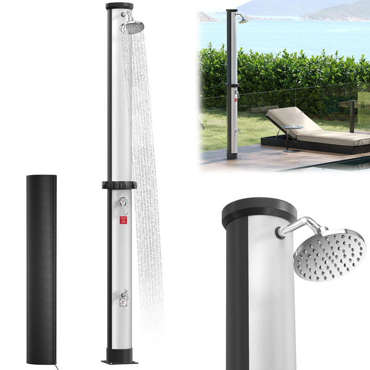 LARS360 40L Solardusche Gartendusche Duschsystem – Wassertemperatur bis 60°C, mit 180° drehbarem Reg