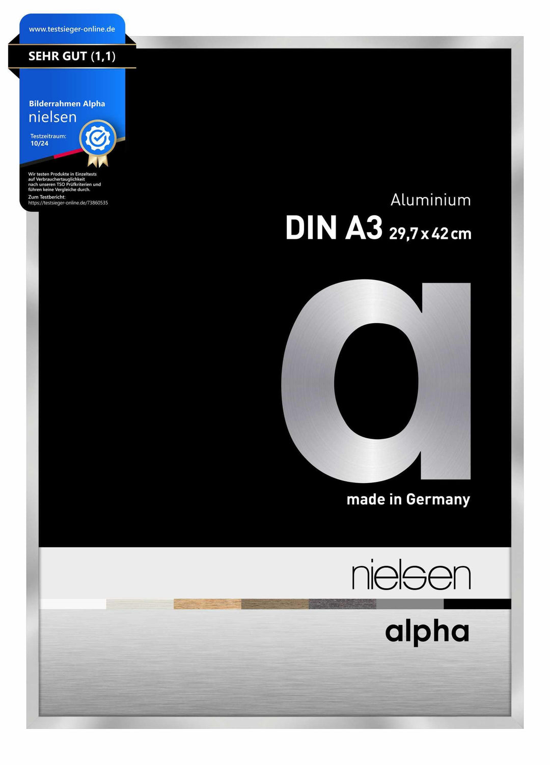 nielsen Aluminium Bilderrahmen Alpha, 29,7x42 cm (A3), Silber Silber 29,7 x 42 cm (A3), Silber 29,7