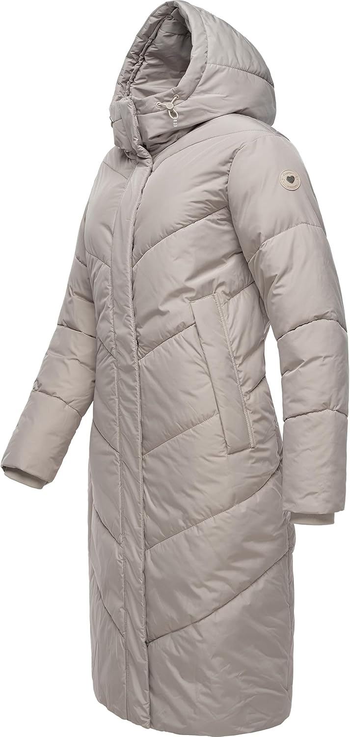 Ragwear Damen Winterjacke Langer Regenmantel Steppmantel wasserdicht warm gefüttert mit Kapuze Sumin