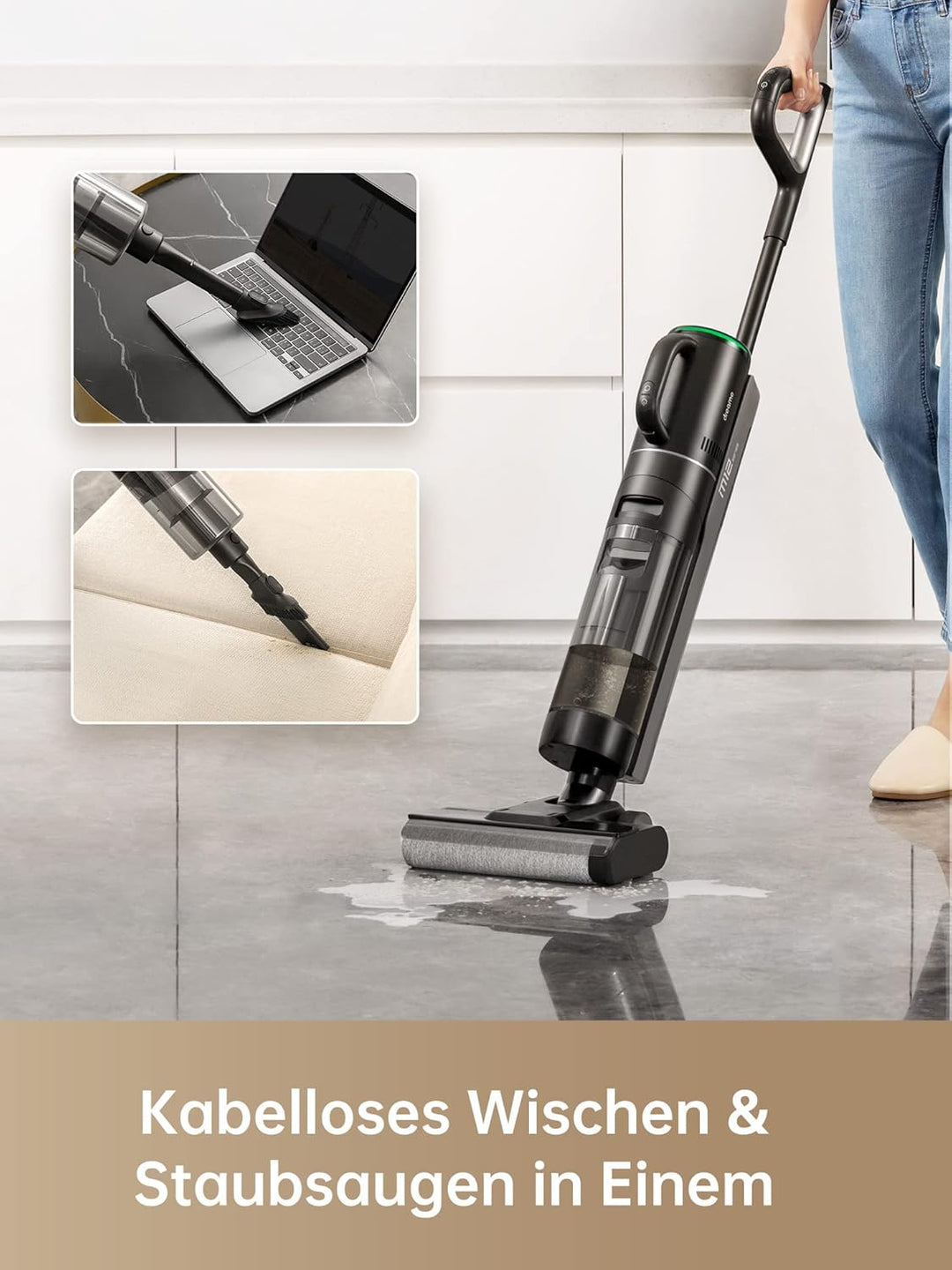 dreame M12 Smart Nass-Trocken-Staubsauger, Kabelloser All in One Nass Trockensauger Kabellos Harthol