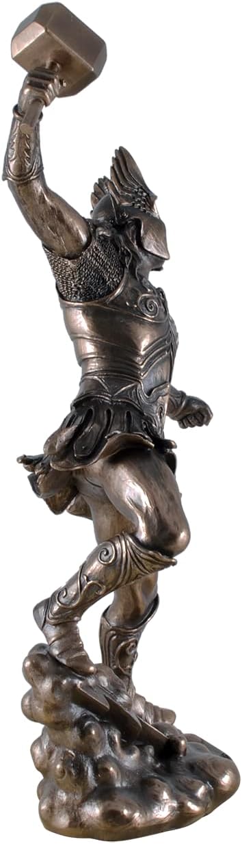 Nordischer Donnergott Thor in Rüstung Gott Figur bronziert Odin Skulptur by Veronese