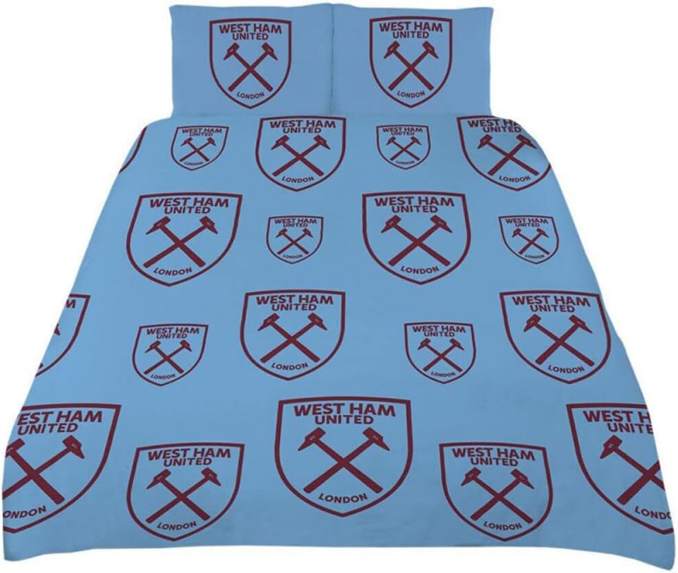 West Ham Multi Crest Single Reversible Duvet and Pillow Case Set