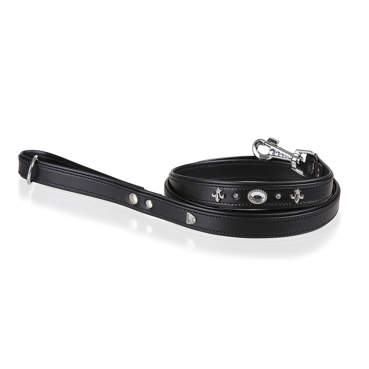 MICHUR Gala Leine, Hundeleine Leder, Lederleine Hund, PASSEND ZUM Halsband Gala, Schwarz, Leder, mit