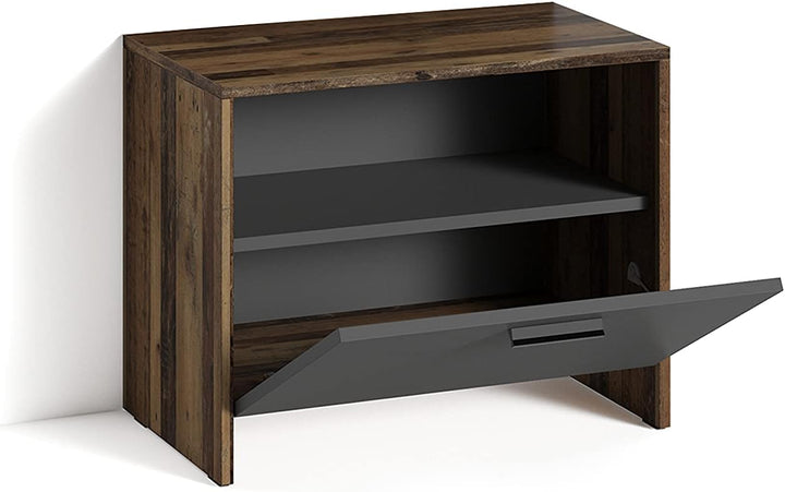 byLIVING Sitzbank Ben/Schuhschrank in Old Wood Dunkelbraun/Front anthrazit/kleine Flur-Kommode mit K