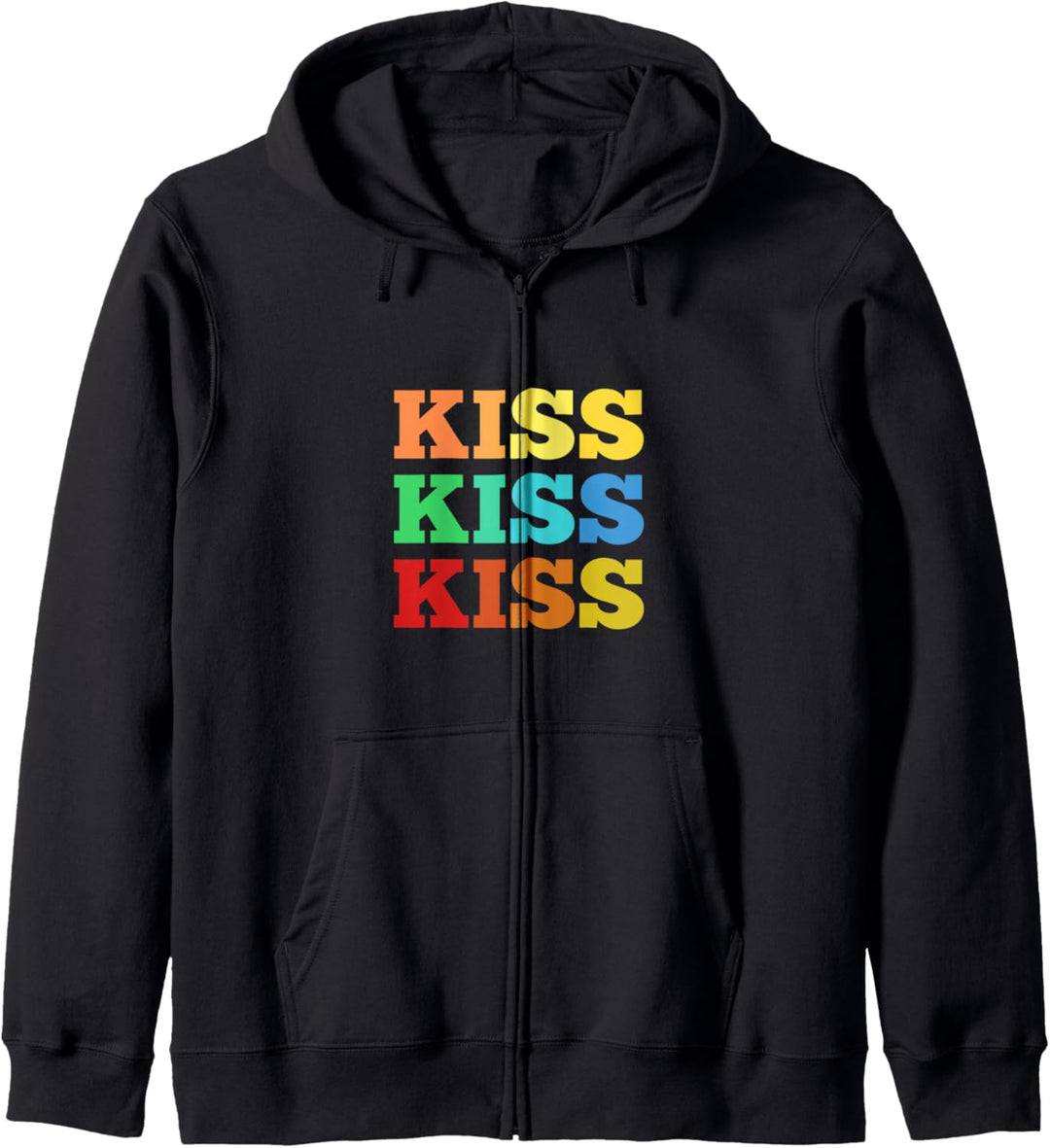 Kiss Schriftzug Küssen Knutschen Bussi Schmatzer Kussmund Kapuzenjacke