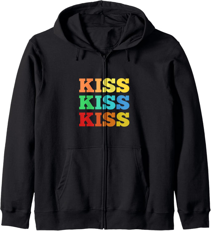 Kiss Schriftzug Küssen Knutschen Bussi Schmatzer Kussmund Kapuzenjacke