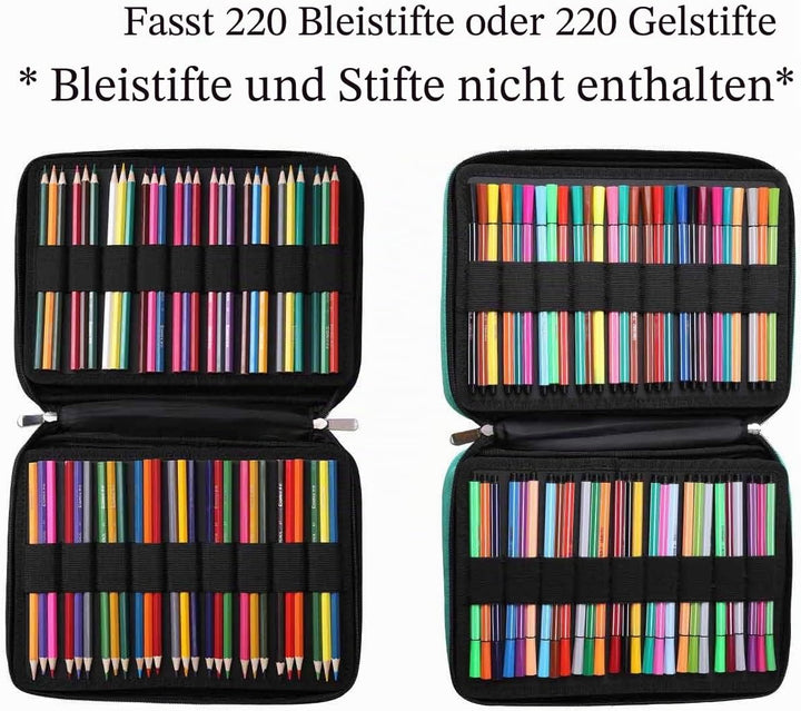 JAKAGO Grosse Federmäppchen XXL mit 220 Schlitze Stifte Aufbewahrung, Wasserdichtes Stiftetasche für