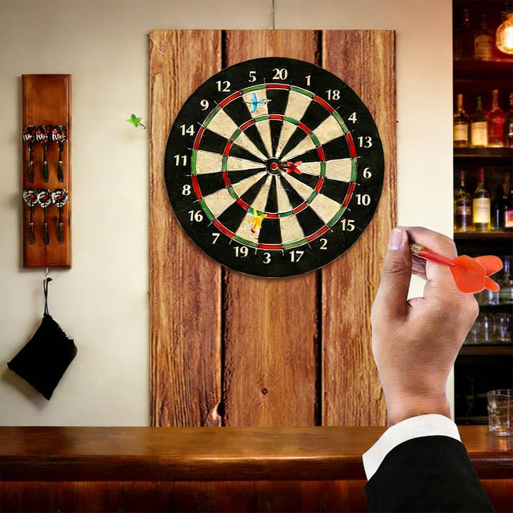 Dart Wandschutz Set aus Filz, 6 Selbstklebende Paneele in Holzoptik (30x30 cm) | Wandschutz für Dart