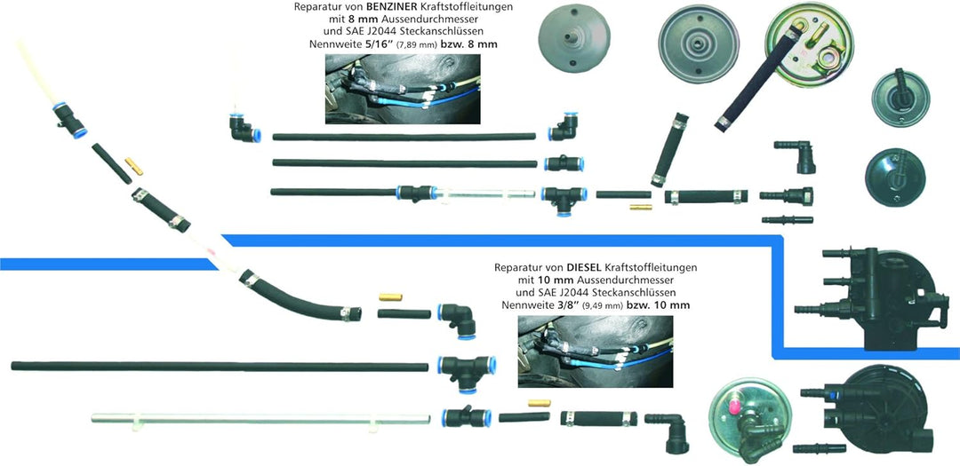 KUNZER 7KLR117 Kraftstoffleitung-Reparatur-Set 116-tlg. - Für Diesel- und Benzinleitungen aus Stahl
