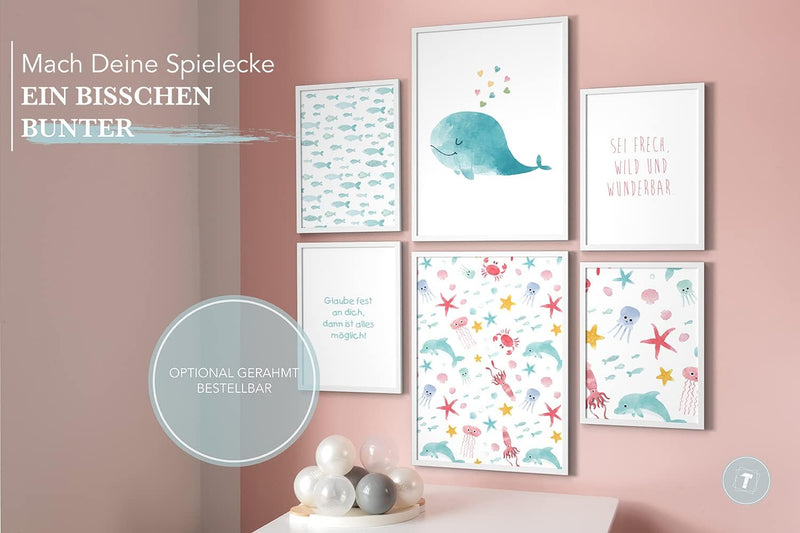 Papierschmiede® Bilder Kinderzimmer Kids Mood Poster Set Unterwasserwelt, Kinderzimmer Bilder Babyzi