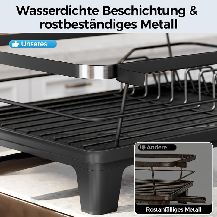 Abtropfgestell Geschirr, Platzsparender Abtropfgestell für Küchentheke, Geschirrabtropfgestell aus E