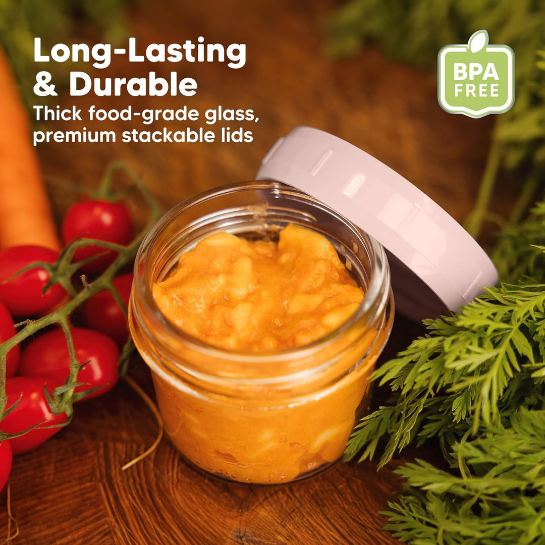 KeaBabies 12er-Pack Babynahrung Aufbewahrung Glas - Leckfest, Mikrowellengeeignet Baby Nahrungsbehäl