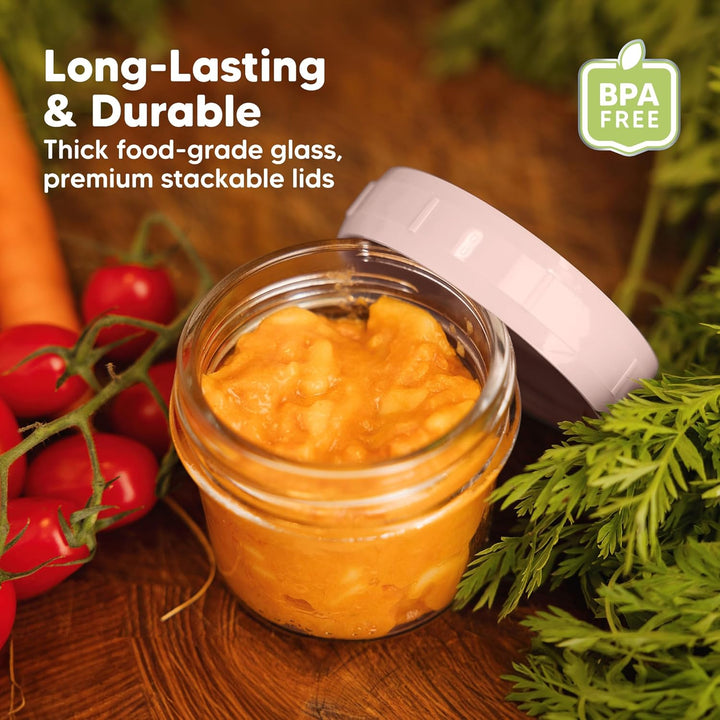 KeaBabies 12er-Pack Babynahrung Aufbewahrung Glas - Leckfest, Mikrowellengeeignet Baby Nahrungsbehäl