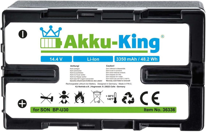 Akku-King Akku kompatibel mit Sony BP-U30 - Li-Ion 3350mAh - für Sony PMW-100, PMW-150, PMW-160, PMW