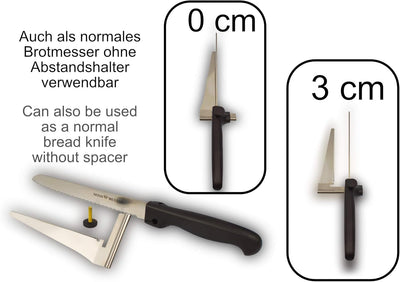 NOVA Brotmesser mit Abstandshalter für Brot, Wurst, Käse, Fleischkäse, aus rostfreiem Edelstahl gear