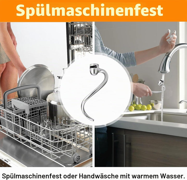Edelstahl Spiral Teighaken Ersatz für Kitchen Aid 6 Quart Bowl Lift Standmixer
