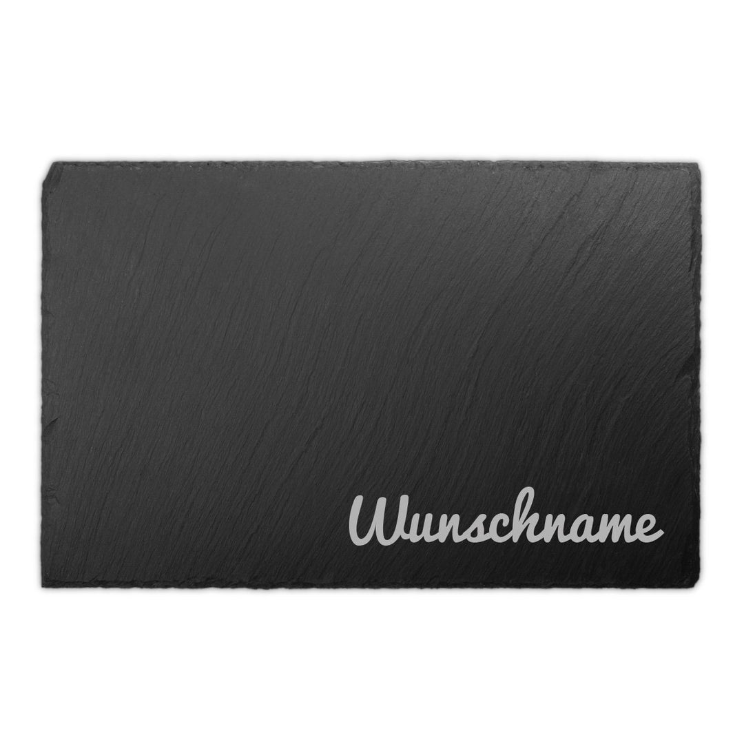 Schiefer Buffettplatte Frühstücksbrettchen Schneidebrett - Schriftzug Name, Schriftzug Name