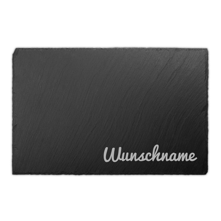 Schiefer Buffettplatte Frühstücksbrettchen Schneidebrett - Schriftzug Name, Schriftzug Name