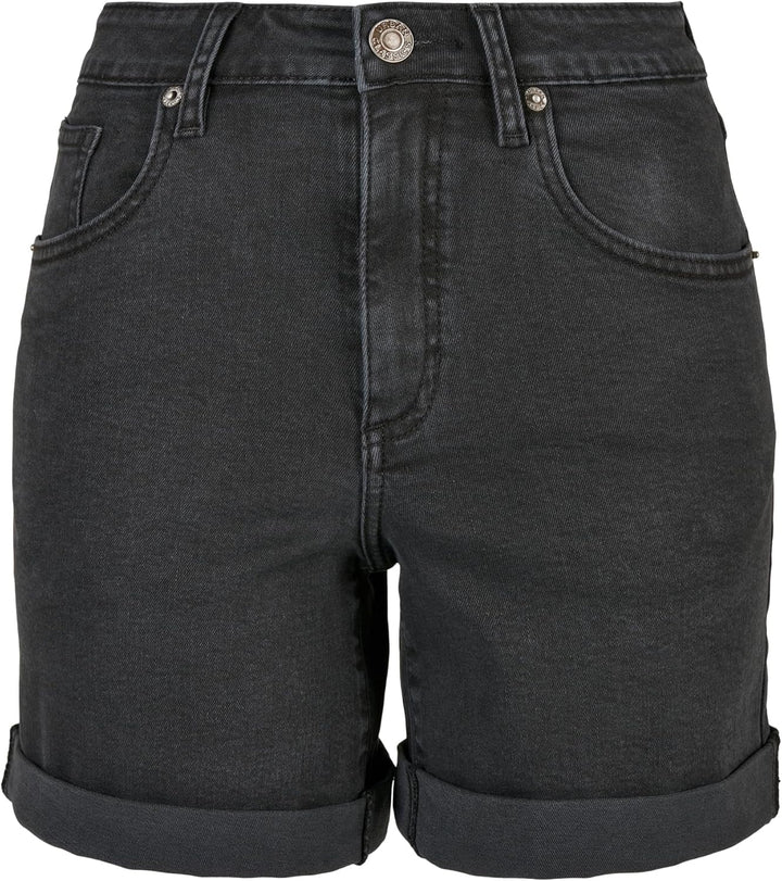 Urban Classics Damen Ladies Organic Stretch Denim 5 Pocket Shorts Jeans-Shorts 26 Black Washed, 26 B