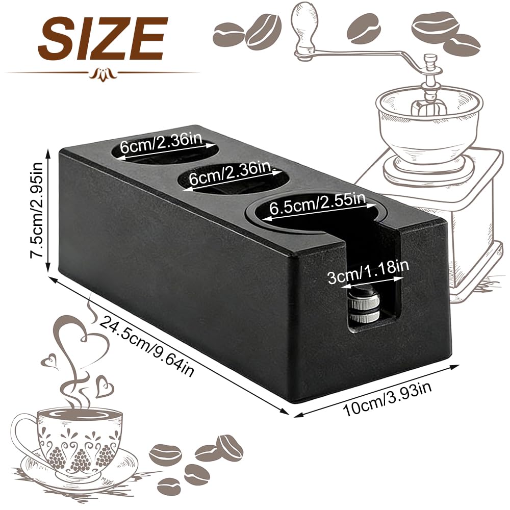 Rppiup Tamperstation für Barista(51-58mm), Tamping Station aus ABS, Einstellbar Coffee Schwarz Tampe