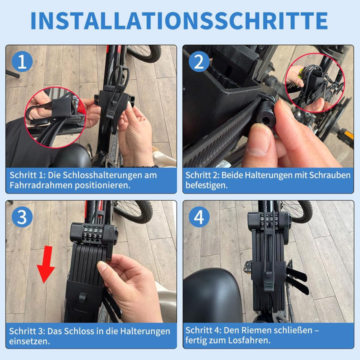 Fahrrad-Kettenschloss, Kombinations-Faltradschloss für schlüssellose, Hochwertiges Fahrradschloss mi
