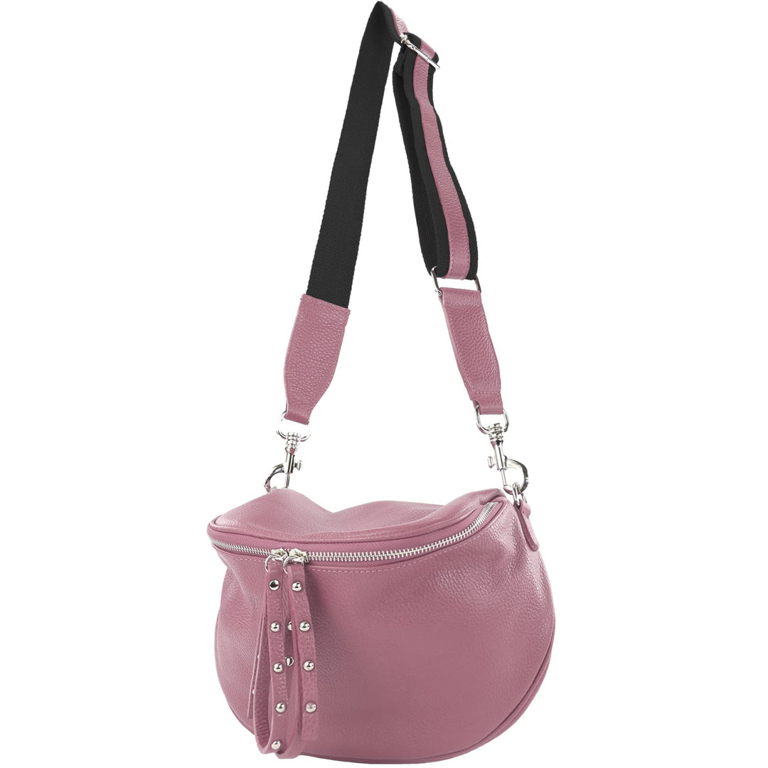 modamoda de - T236 - Umhängetasche Klein Small aus ital. Leder Flieder, Flieder