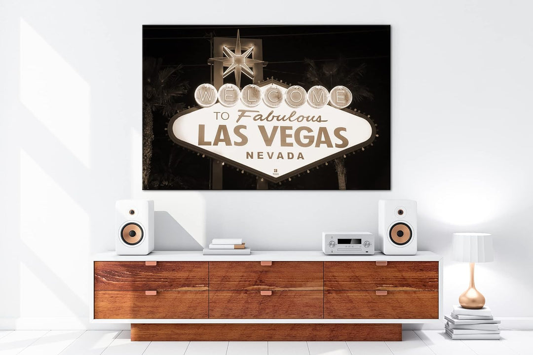 deyoli Las Vegas Strassenschild Format: 80x60 Effekt: Sepia als Leinwandbild, Motiv fertig gerahmt a