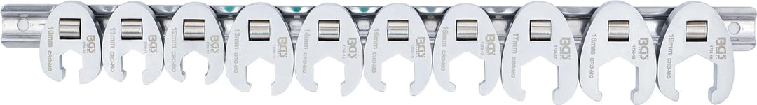 BGS 1756 | Hahnenfussschlüssel-Satz | 10-tlg. | 10 mm (3/8") | SW 10 - 19 mm | Krähenfuss Satz | 10-
