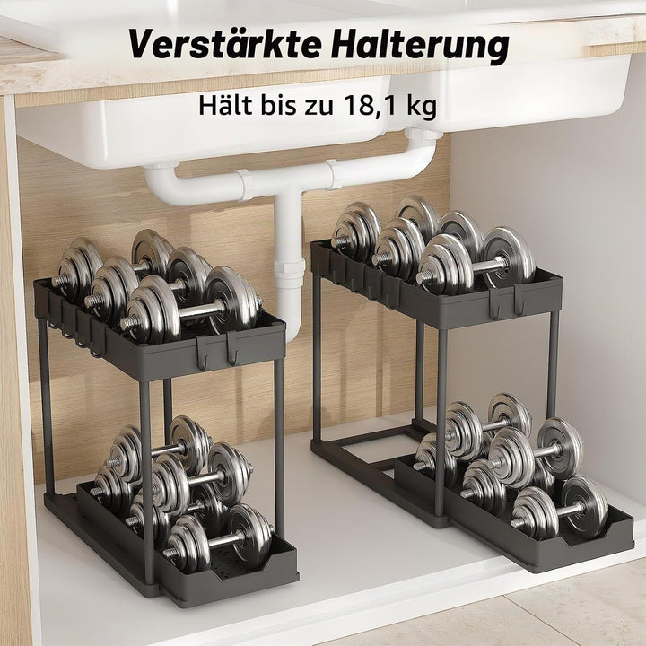 Küchen Organizer - 2 Stück Unter Waschbecken Regal Organizer - Ausziehbares Lagerregal Organizer mit