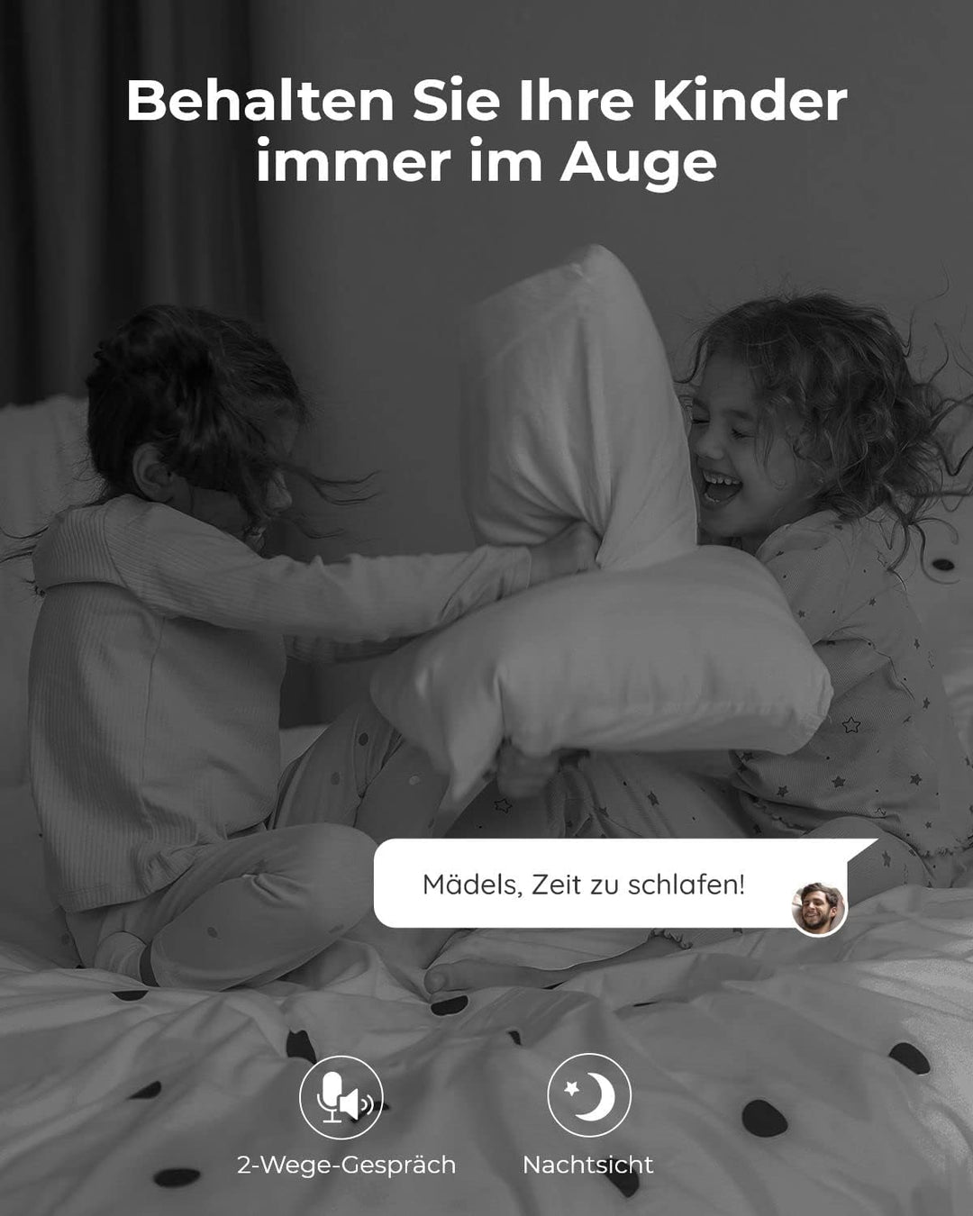 Reolink WLAN Überwachungskamera Innen, 2K 3MP Hund Haustier Kamera Babyphone, 355° Schwenk&50°Neigun