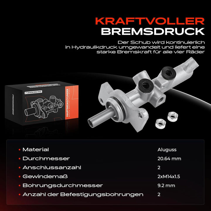 Frankberg Hauptbremszylinder Bremszylinder Kompatibel mit Corolla E12 1.4L 1.8L 2002-2004 Corolla Ko