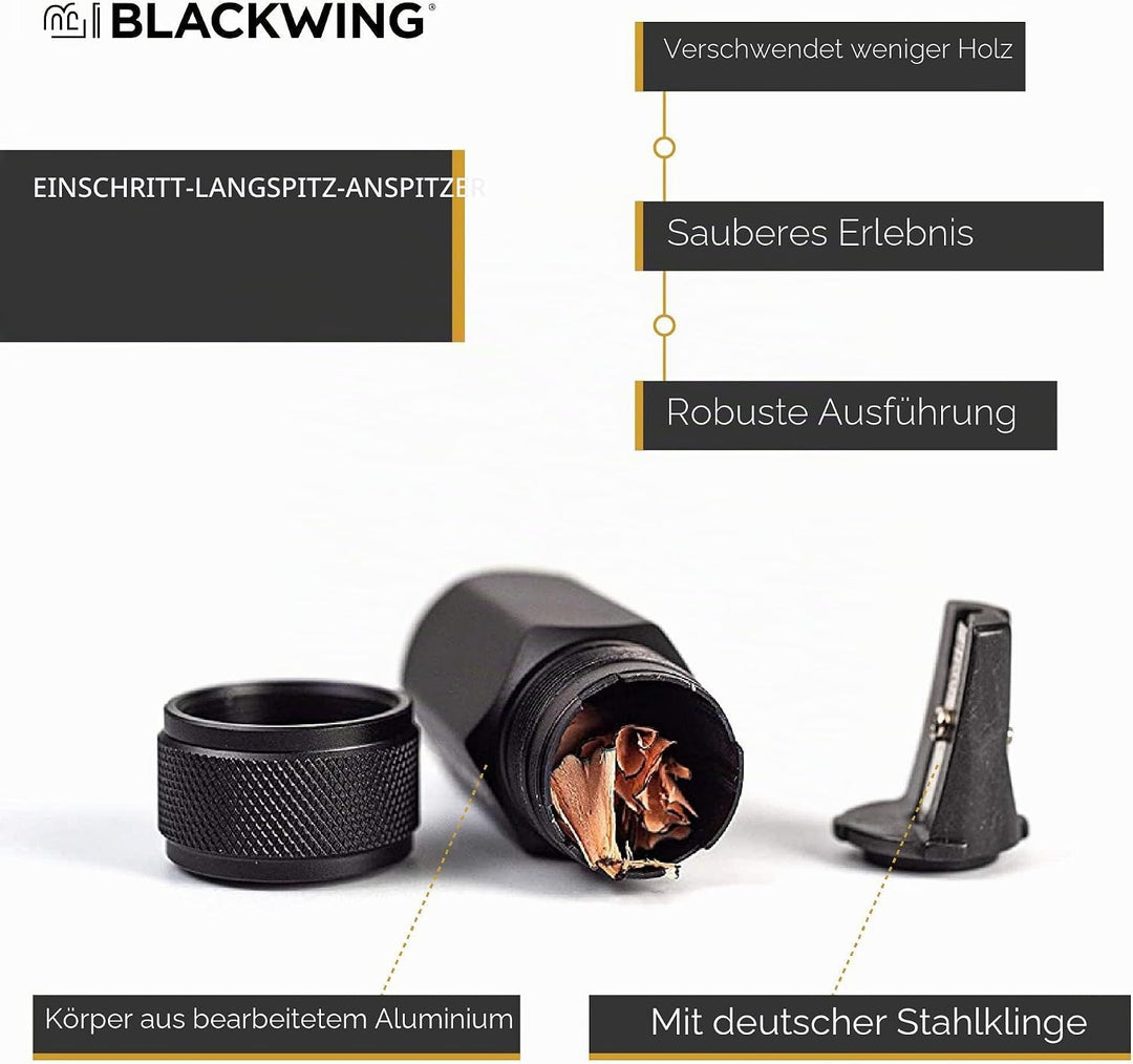 Blackwing One-Step Long Point Spitzer Bleistift Anspitzer einstufig schwarz aus Metall