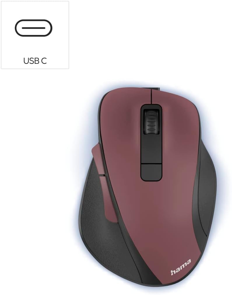 Hama ergonomische Maus (Funkmaus, 6 Tasten, 2,4GHz, BlueWave, 800/1200/1600dpi, optische Maus kabell