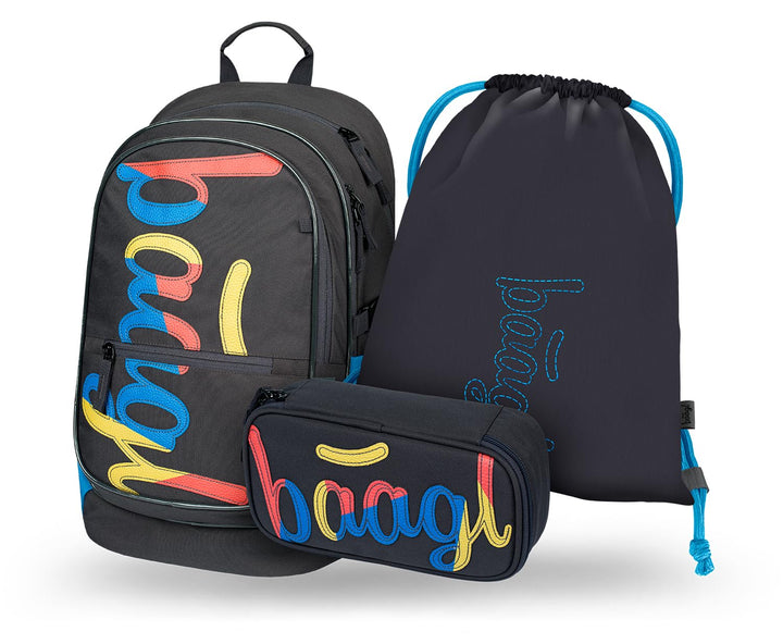 Baagl Schulrucksack Set Jungen Mädchen 3 Teilig, Schultasche für Grundschule Volksschule, Grundschul