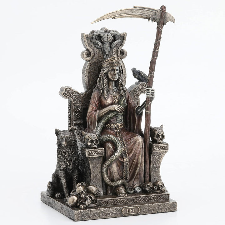 Veronese Design Skulptur Hel, die nordische Göttin von Helheim, Kaltgussharz, Antik-Bronze-Finish, S