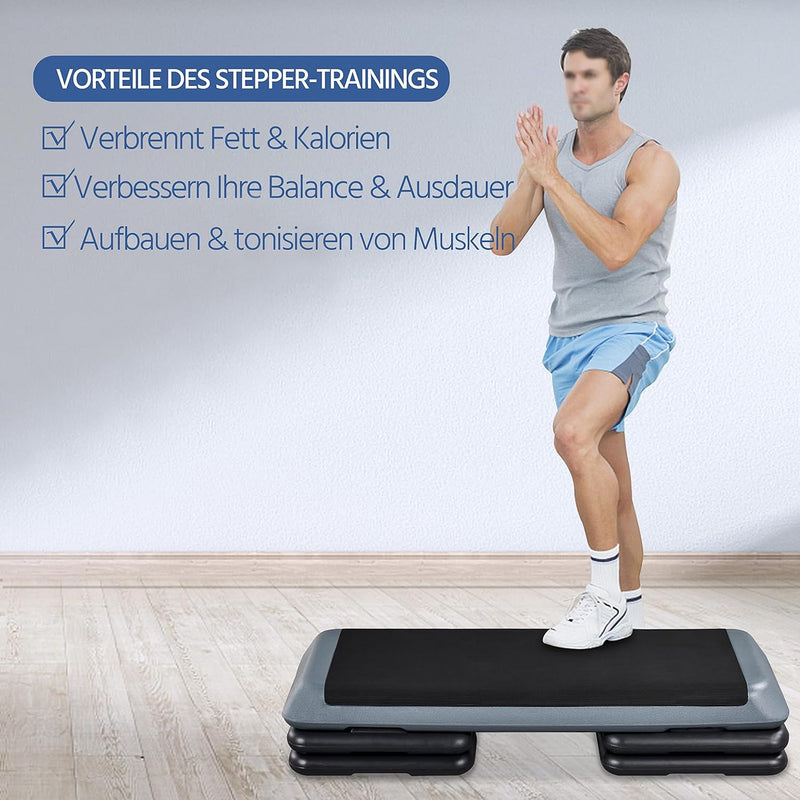 Yaheetech Aerobic Steppbrett Höhenverstellbares Trainingsbrett Stepper Fitness Stepbench Rutschfesr