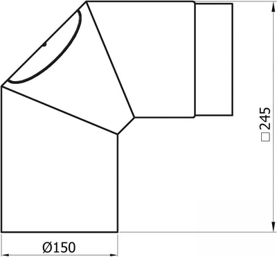 raik SH020-150-sw Raik Rauchrohrbogen/Ofenrohr 150mm - 90° mit Reinigungsöffnung