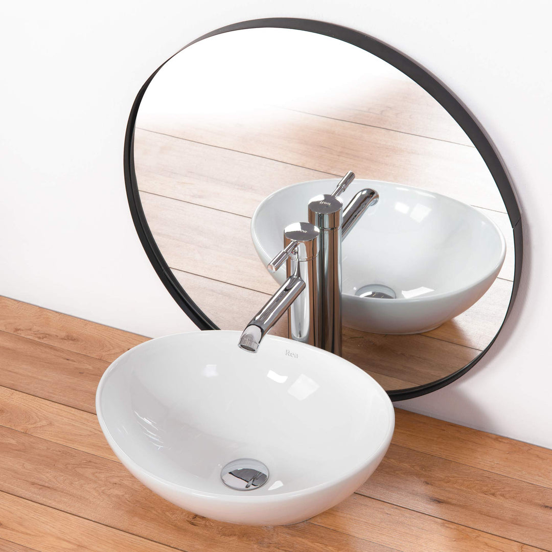 VBChome Waschbecken 40 x 33 klein Keramik Oval Waschtisch Handwaschbecken AUFSATZWASCHBECKEN WASCHSC