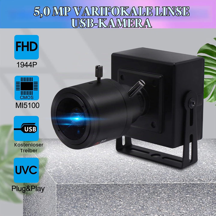 ELP 5 Megapixel Business Webkamera,2,8-12mm Vario Objektiv,USB Computer Zoom Webcam,Weitwinkel,Plug