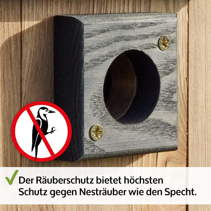 Zooprinz Nistkasten für Wildvögel – Massiv- Holz Vogelhäuschen mit sicherem Schutz gegen Nesträuber
