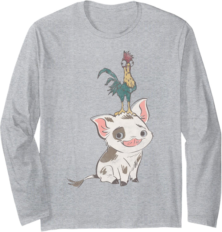 Disney Moana Pua And Hei Hei Distressed Portrait C1 Langarmshirt