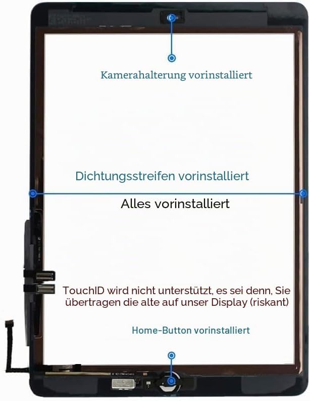 JPUNG Digitizer für iPad 6 Display 9.7 Inch 2018, Only für 6.Generation Touchscreen Bildschirm A1893